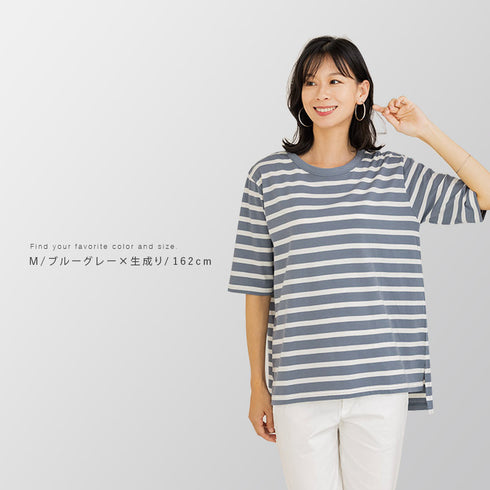 インド綿五分袖ゆったりTシャツ.|s12